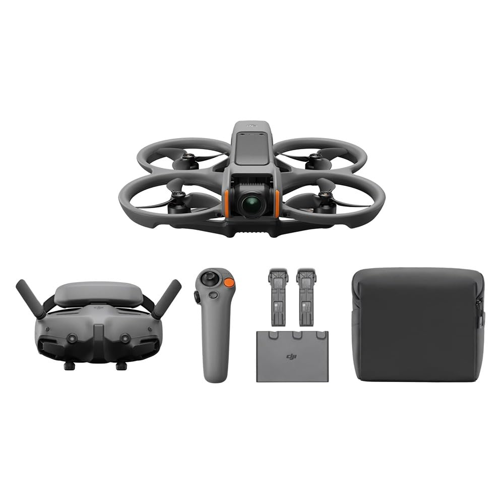 DJI Pack Avata 2 Vuela Más (3 baterías), dron FPV con cámara 4K, Acrobacias con un Toque, Protector de hélices Integrado, dron con cámara con Goggles 3 y RC Motion 3