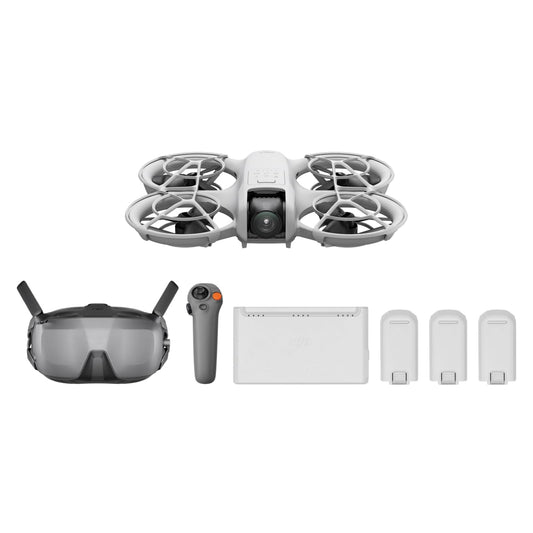 DJI Pack Neo Motion Vuela Más, dron mini con cámara 4K UHD para adultos, 135 g dron que vuela siguiéndote, despega desde la mano, seguimiento de objetivos, QuickShots, con RC Motion 3 y 3 baterías