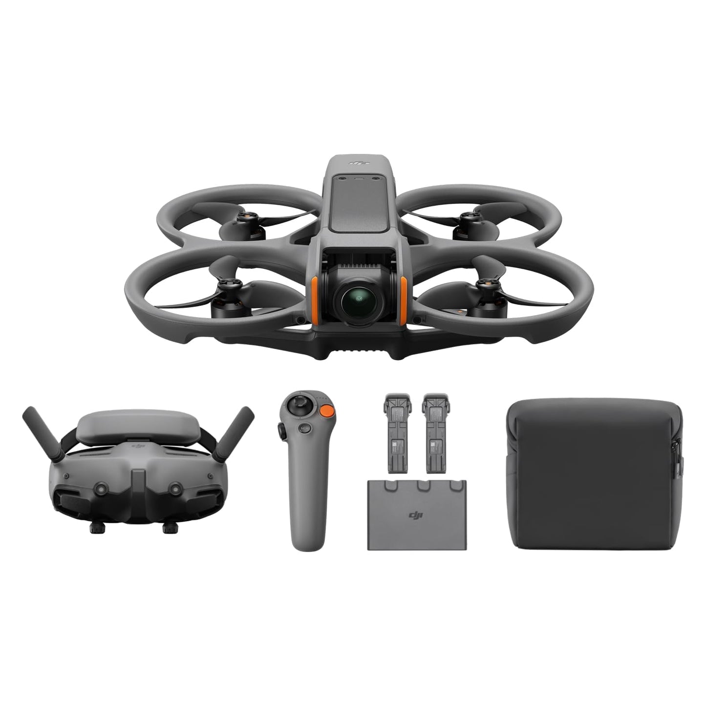 DJI Pack Avata 2 Vuela Más (3 baterías), dron FPV con cámara 4K, Acrobacias con un Toque, Protector de hélices Integrado, dron con cámara con Goggles 3 y RC Motion 3