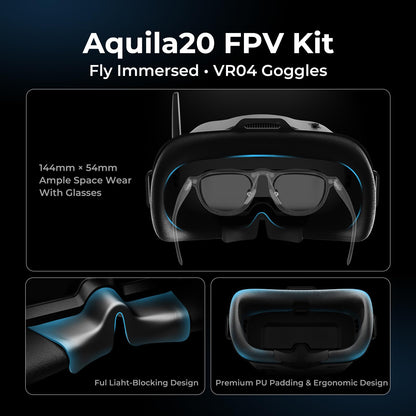 BETAFPV Aquila20 FPV Kit with Altitude Hold Stable Hover, LiteRadio 4 SE Radio Transmitter, VR04 Goggles DVR Supported, 3 Modes 2S Propulsion System Drone RTF for FPV Beginner Fly Indoor Outdoor