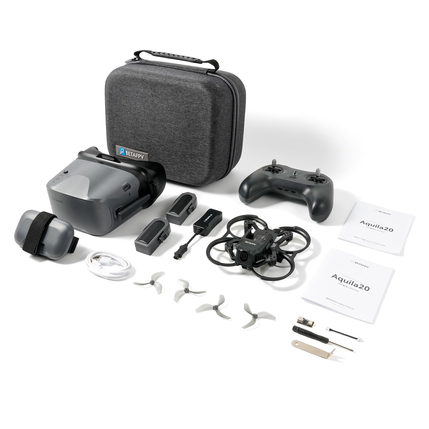BETAFPV Aquila20 FPV Kit with Altitude Hold Stable Hover, LiteRadio 4 SE Radio Transmitter, VR04 Goggles DVR Supported, 3 Modes 2S Propulsion System Drone RTF for FPV Beginner Fly Indoor Outdoor