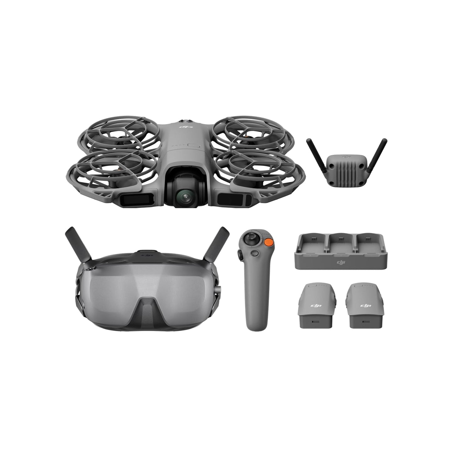 DJI Pack Neo 2 Motion Vuela Más con RC Motion 3 y Goggles N3, transmisión estable con transceptor digital, dron 4K para principiantes, vuelo FPV, 3 baterías