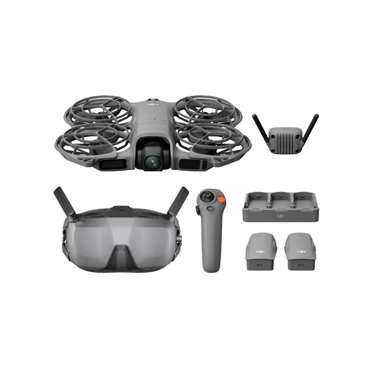 DJI Pack Neo 2 Motion Vuela Más con RC Motion 3 y Goggles N3, transmisión estable con transceptor digital, dron 4K para principiantes, vuelo FPV, 3 baterías