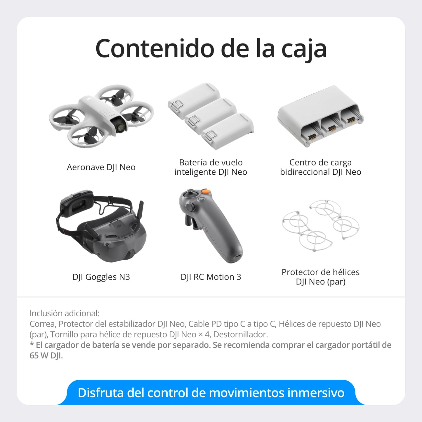 DJI Pack Neo Motion Vuela Más, dron mini con cámara 4K UHD para adultos, 135 g dron que vuela siguiéndote, despega desde la mano, seguimiento de objetivos, QuickShots, con RC Motion 3 y 3 baterías