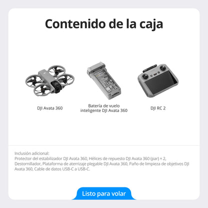 DJI Avata 360 (RC 2), dron con imagen 360° de 1 pulgada 8K para FPV y filmación aérea, dron con cámara 360° con protector de hélices. Incluye RC 2 con una pantalla integrada para un control preciso.