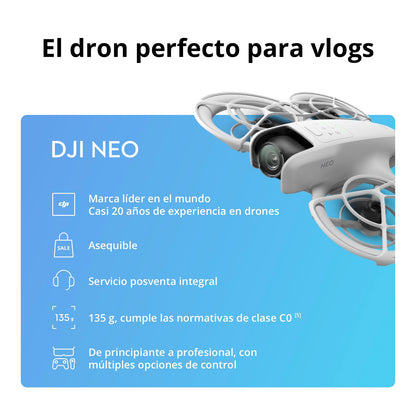 DJI Pack Neo Motion Vuela Más, dron mini con cámara 4K UHD para adultos, 135 g dron que vuela siguiéndote, despega desde la mano, seguimiento de objetivos, QuickShots, con RC Motion 3 y 3 baterías
