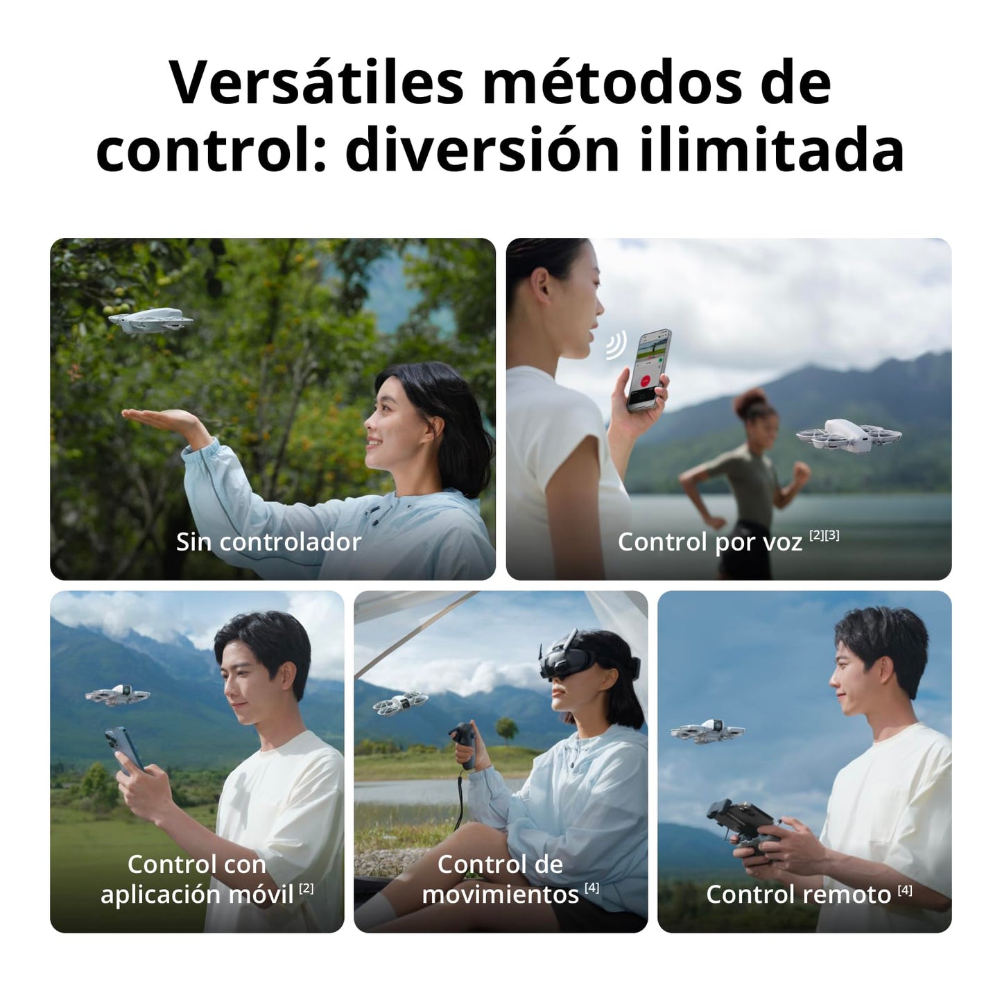 DJI Pack Neo Motion Vuela Más, dron mini con cámara 4K UHD para adultos, 135 g dron que vuela siguiéndote, despega desde la mano, seguimiento de objetivos, QuickShots, con RC Motion 3 y 3 baterías