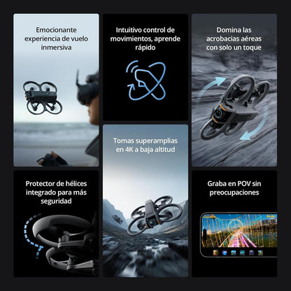 DJI Pack Avata 2 Vuela Más (1 batería), dron FPV con cámara 4K, vuelo inmersivo, protector de hélices integrado, sencillo flip/roll, Goggles 3 y RC Motion 3 incluidos, con cámara de contenido en POV