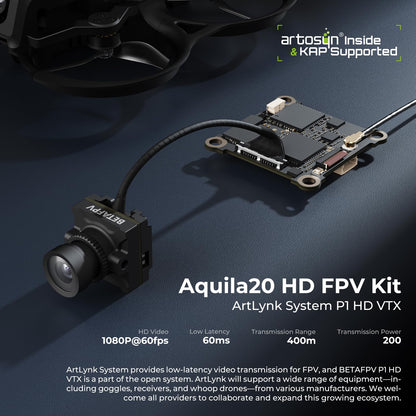 BETAFPV Aquila20 HD FPV Kit with 1080P Camera, Altitude Hold, DVR Function, Built-in P1 HD Digital VTX, Supported 3 Modes, 2S Propulsion System Remote Controller Drone Quadcopter for FPV Beginner